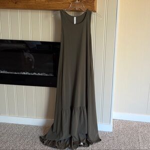 Sleeveless Olive Green Maxi Dress